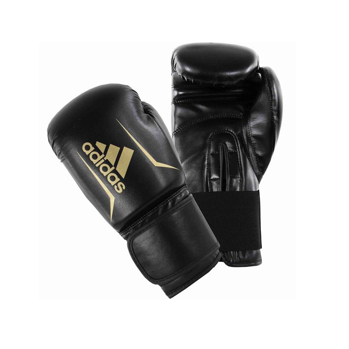 Guantes de boxeo júnior Adidas SPEED 50-negro y dorado — Dias Sport Боксови ръкавици за юноши Adidas SPEED 50